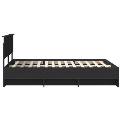 Bed Frame with Headboard Black 150 x 200 cm Engineered Wood