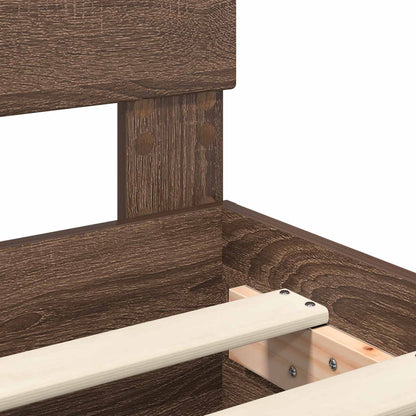 Bed Frame with Headboard Brown Oak 150 x 200 cm Engineered Wood