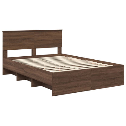 Bed Frame with Headboard Brown Oak 150 x 200 cm Engineered Wood