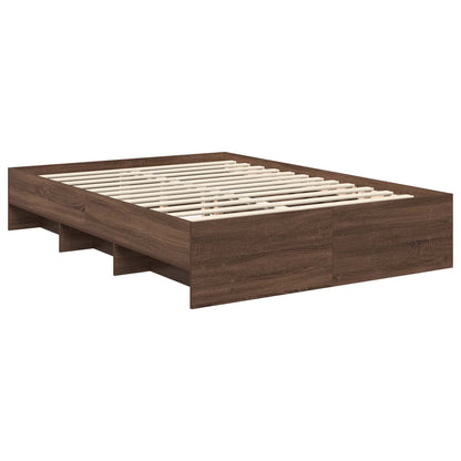 Bed Frame with Headboard Brown Oak 150 x 200 cm Engineered Wood