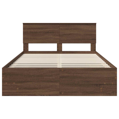 Bed Frame with Headboard Brown Oak 150 x 200 cm Engineered Wood