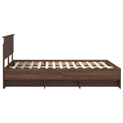 Bed Frame with Headboard Brown Oak 150 x 200 cm Engineered Wood