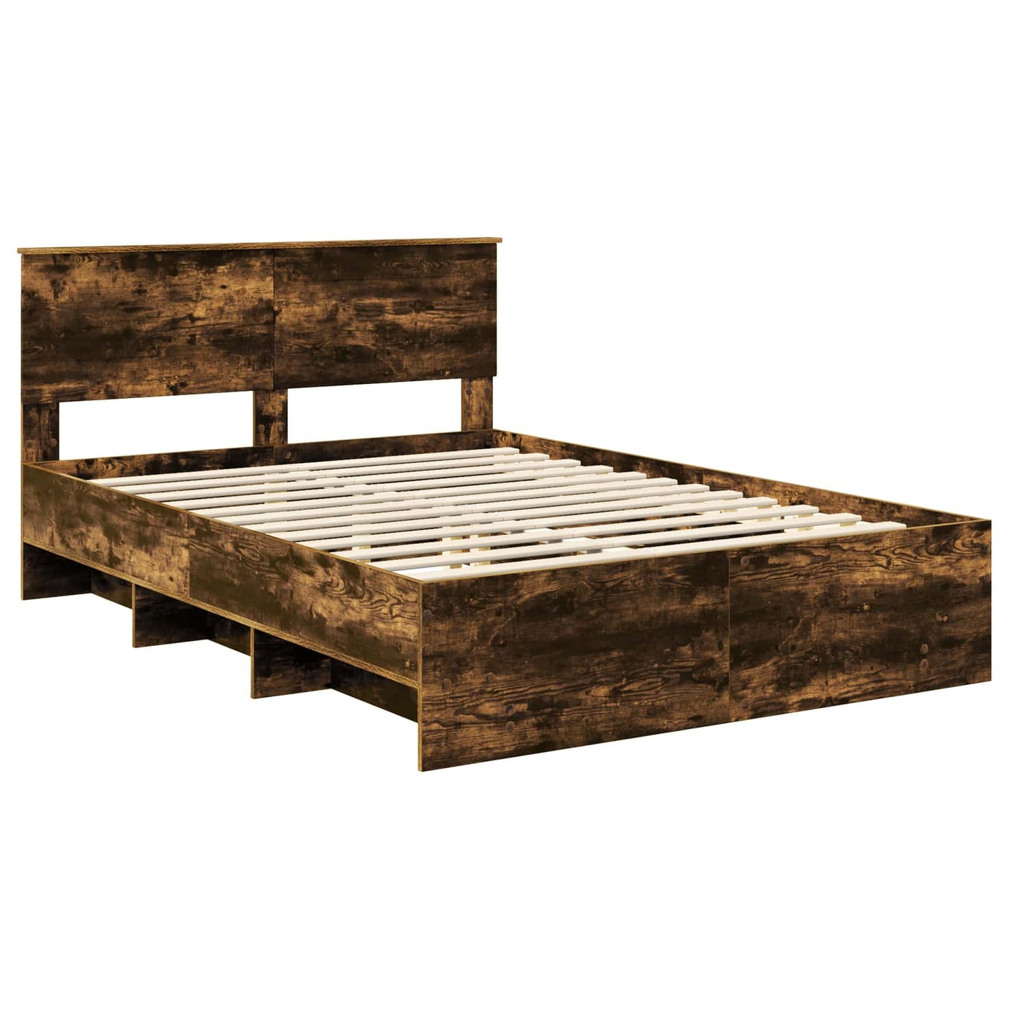 Bed Frame Smoked Oak 140 x 200 cm Engineered Wood