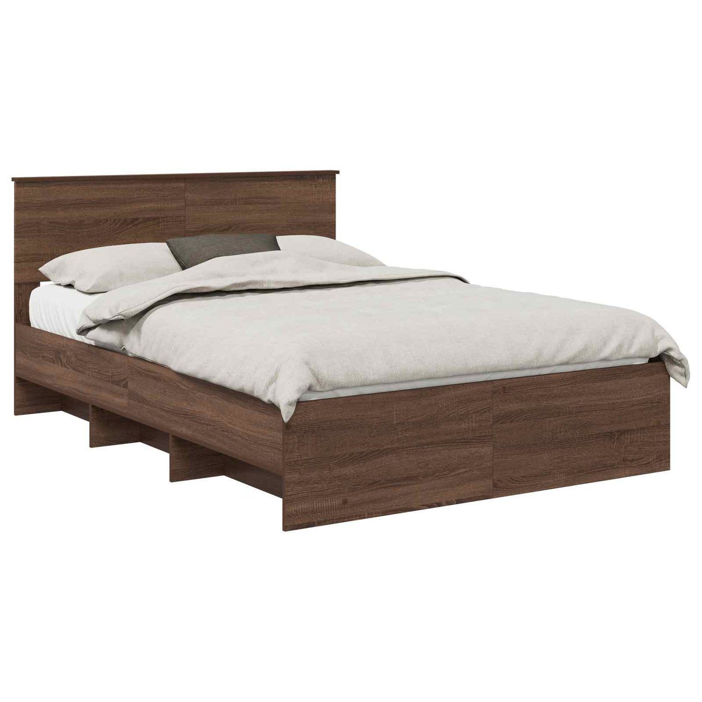 Bed Frame with Headboard Brown Oak 140 x 200 cm Engineered Wood