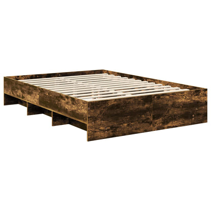 Bed Frame Smoked Oak 140 x 200 cm Engineered Wood