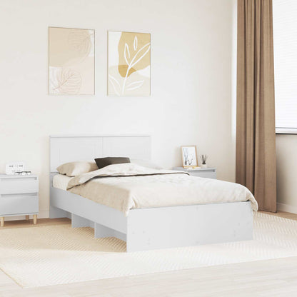 Bed Frame with Headboard White 137 x 203 cm Engineered Wood