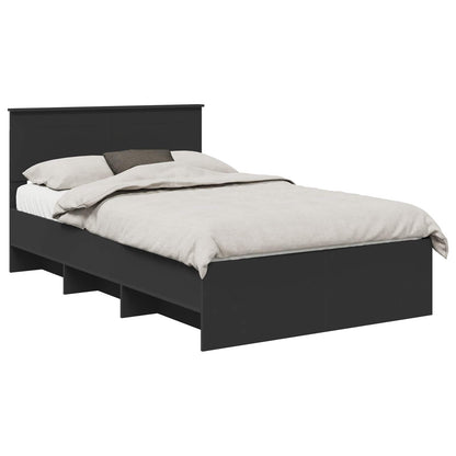 Bed Frame with Headboard Black 137 x 203 cm Engineered Wood
