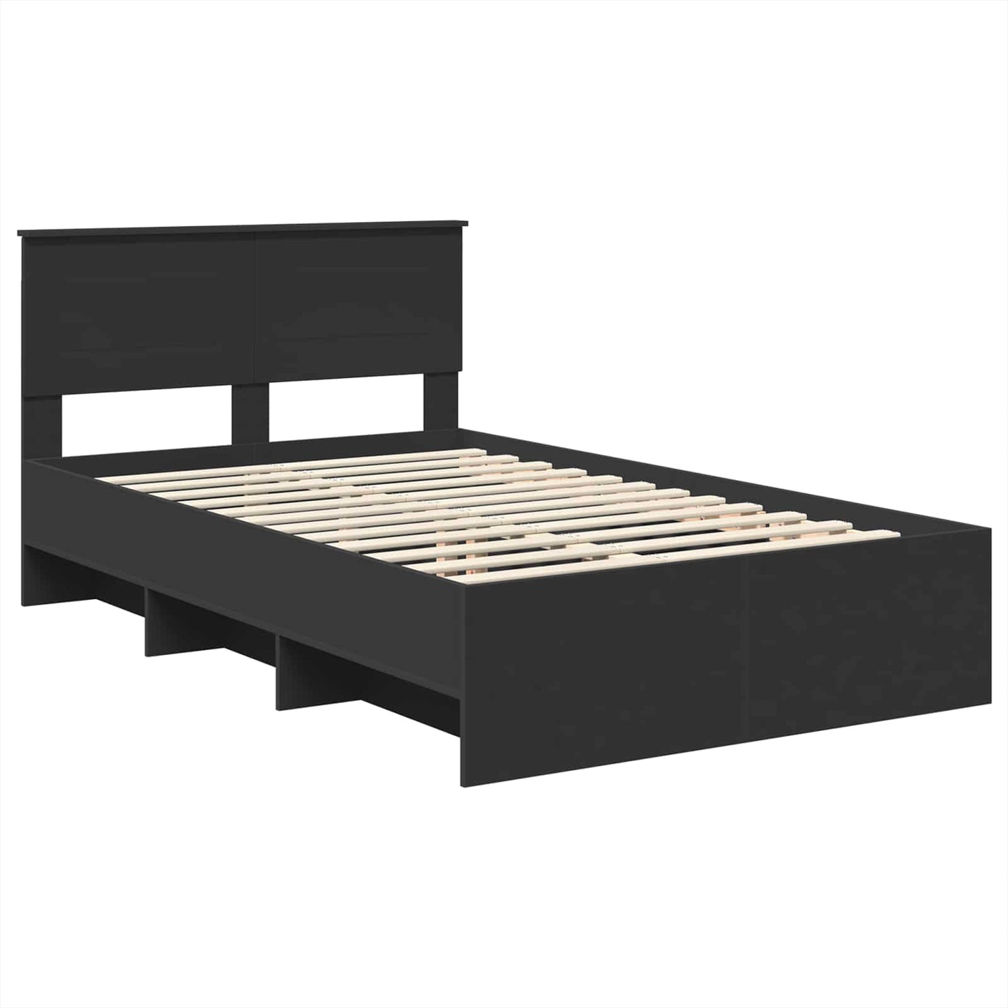 Bed Frame with Headboard Black 137 x 203 cm Engineered Wood
