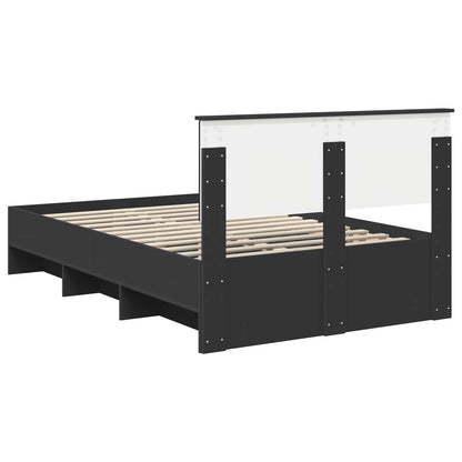 Bed Frame with Headboard Black 137 x 203 cm Engineered Wood