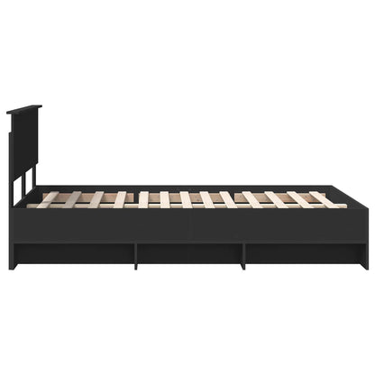 Bed Frame with Headboard Black 137 x 203 cm Engineered Wood