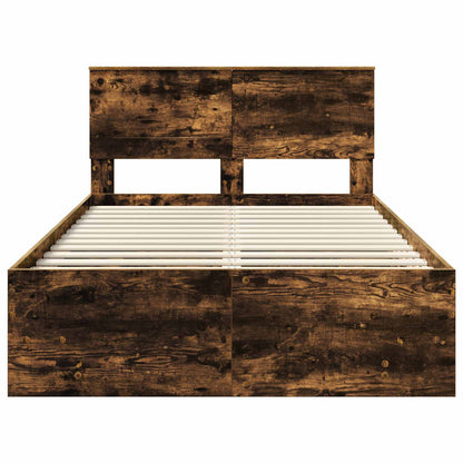 Bed Frame Smoked Oak 137 x 203 cm Engineered Wood