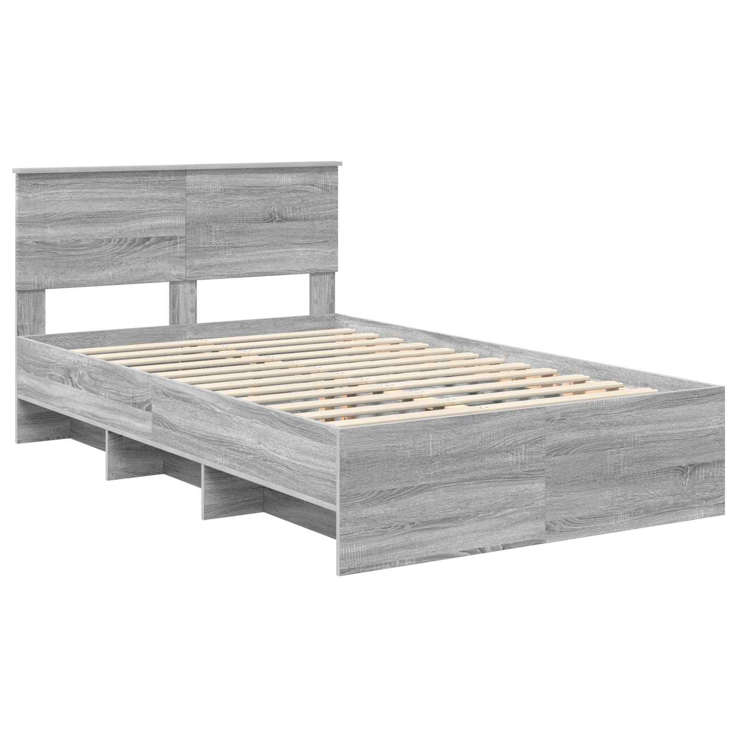 Bed Frame Grey Sonoma 137 x 203 cm Engineered Wood
