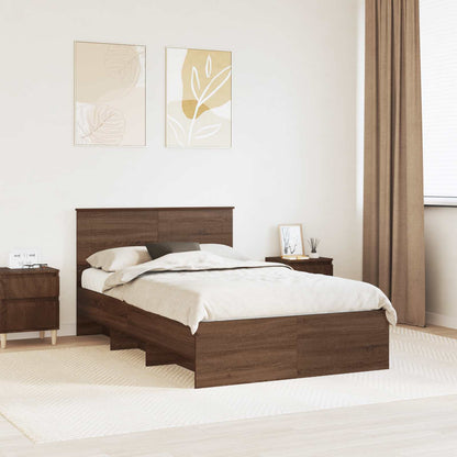Bed Frame with Headboard Brown Oak 137 x 203 cm Engineered Wood