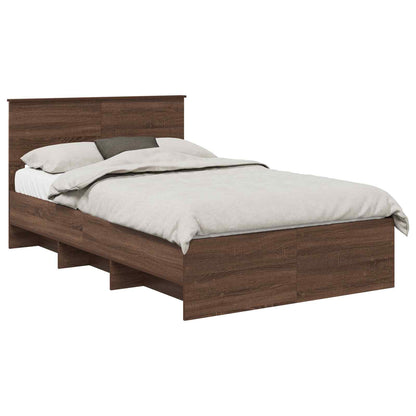 Bed Frame with Headboard Brown Oak 137 x 203 cm Engineered Wood