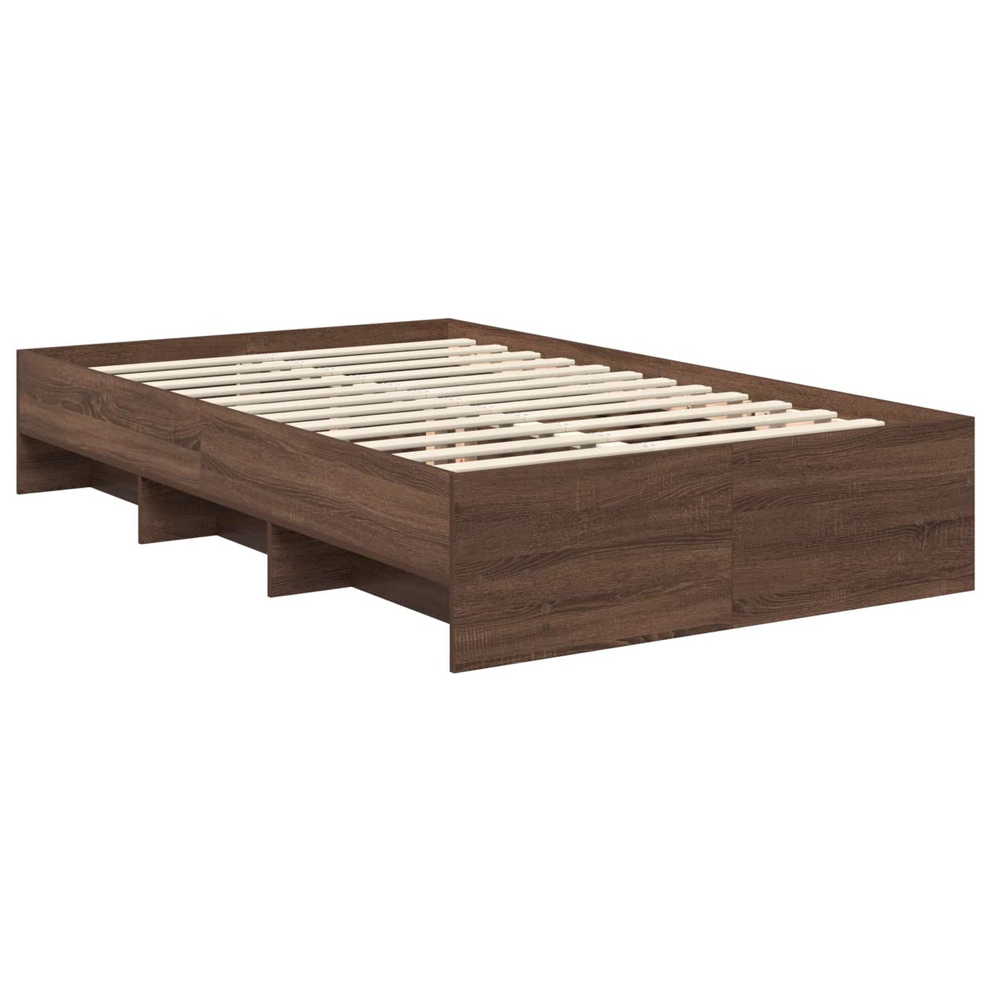 Bed Frame with Headboard Brown Oak 137 x 203 cm Engineered Wood