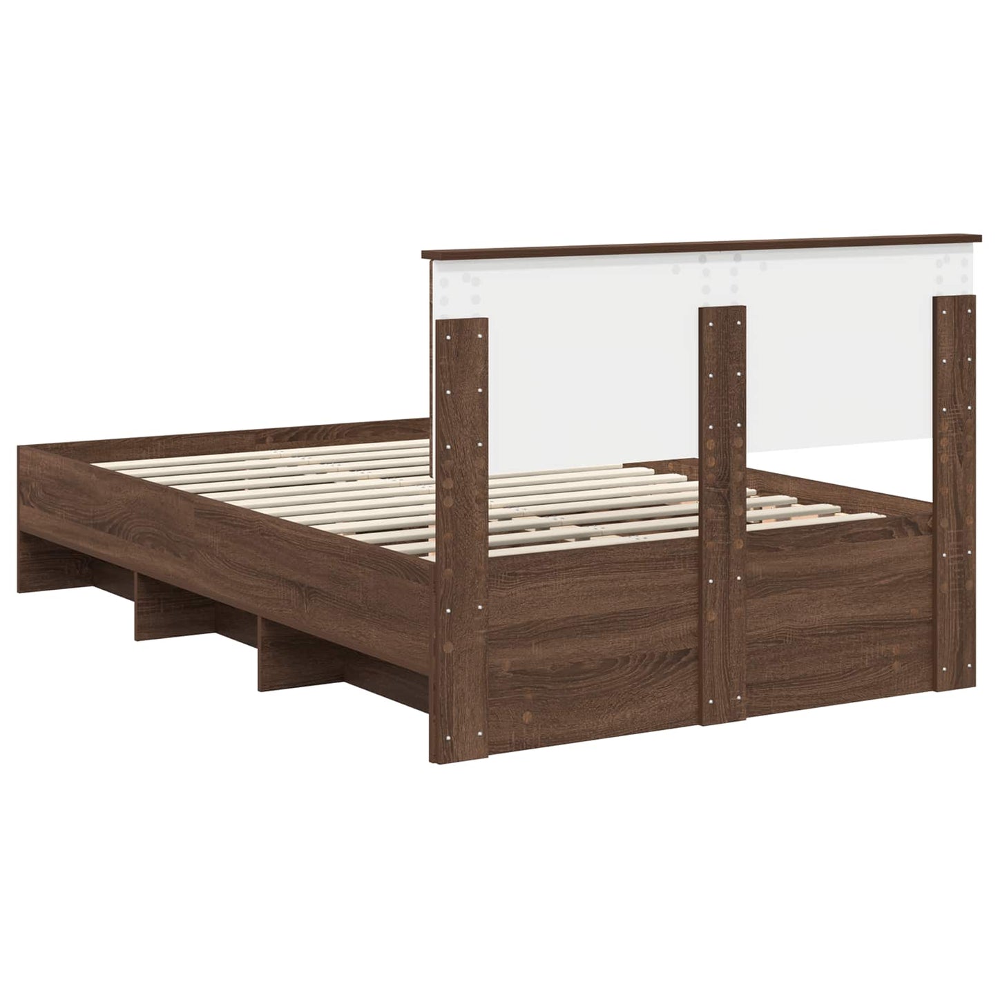 Bed Frame with Headboard Brown Oak 137 x 203 cm Engineered Wood