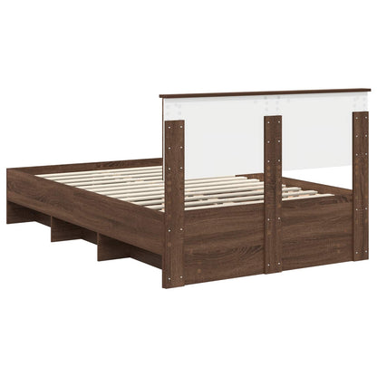 Bed Frame with Headboard Brown Oak 137 x 203 cm Engineered Wood