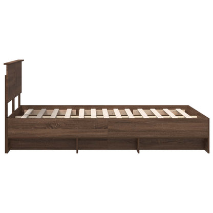 Bed Frame with Headboard Brown Oak 137 x 203 cm Engineered Wood