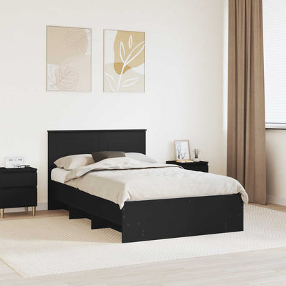 Bed Frame with Headboard Black 120 x 123 cm Engineered Wood