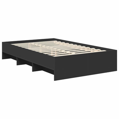 Bed Frame with Headboard Black 120 x 123 cm Engineered Wood