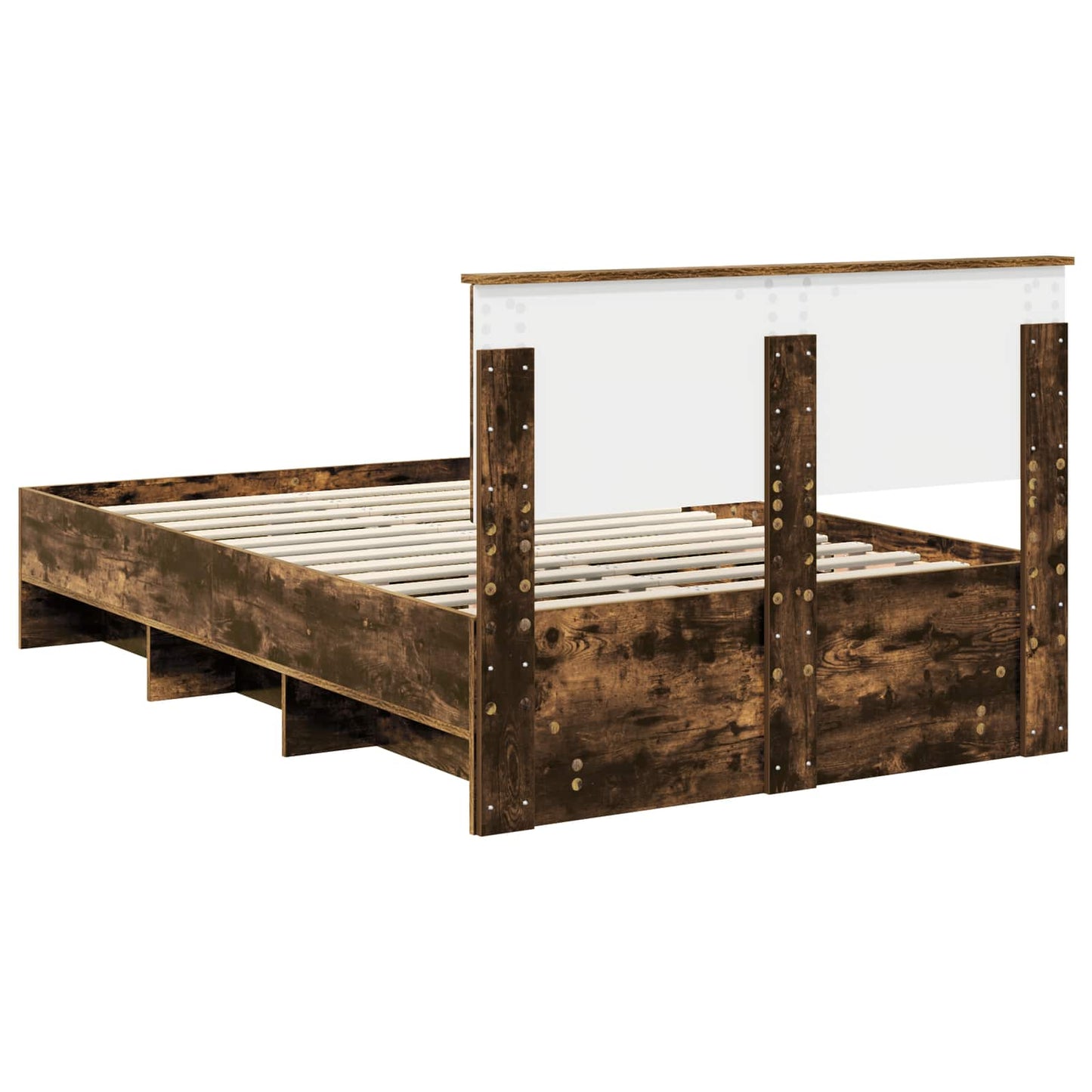 Bed Frame Smoked Oak 120 x 123 cm Engineered Wood