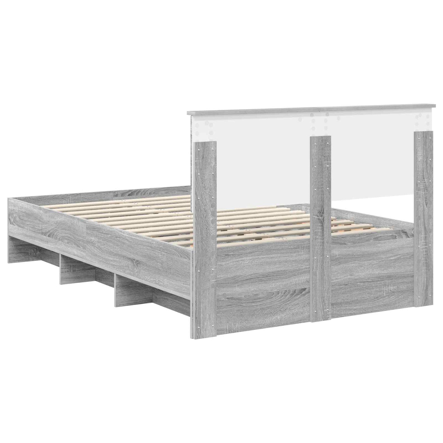 Bed Frame Grey Sonoma 120 x 123 cm Engineered Wood