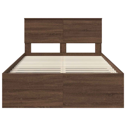 Bed Frame with Headboard Brown Oak 120 x 123 cm Engineered Wood