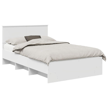 Bed Frame with Headboard White 120 x 123 cm Engineered Wood