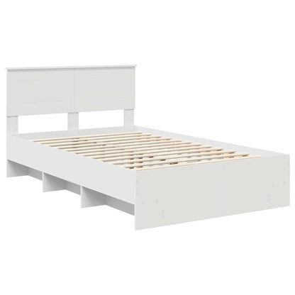 Bed Frame with Headboard White 120 x 123 cm Engineered Wood