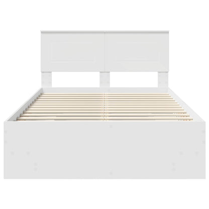 Bed Frame with Headboard White 120 x 123 cm Engineered Wood