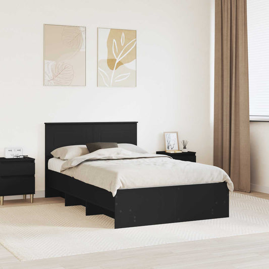 Bed Frame with Headboard Black 120 x 123 cm Engineered Wood