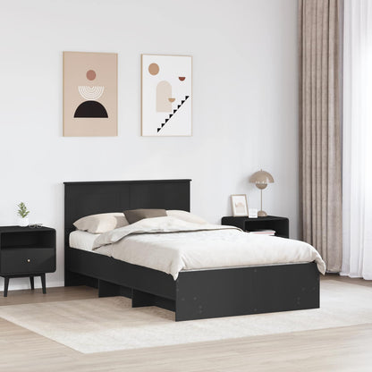 Bed Frame with Headboard Black 120 x 123 cm Engineered Wood