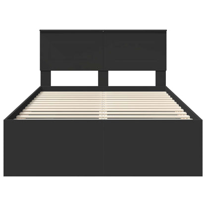 Bed Frame with Headboard Black 120 x 123 cm Engineered Wood