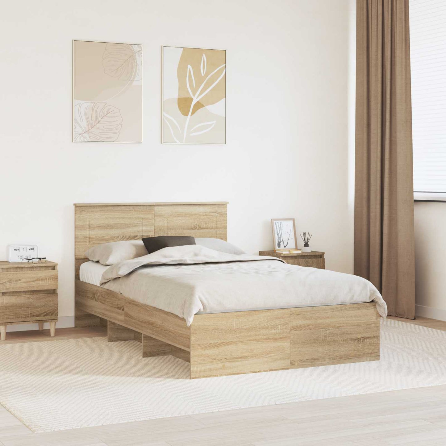 Bed Frame Sonoma Oak 120 x 123 cm Engineered Wood