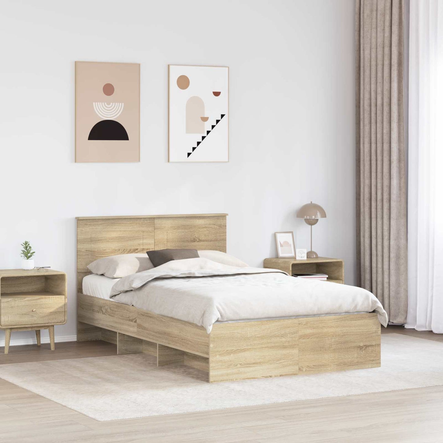 Bed Frame Sonoma Oak 120 x 123 cm Engineered Wood