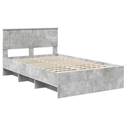 Bed Frame Concrete Grey 120 x 123 cm Engineered Wood