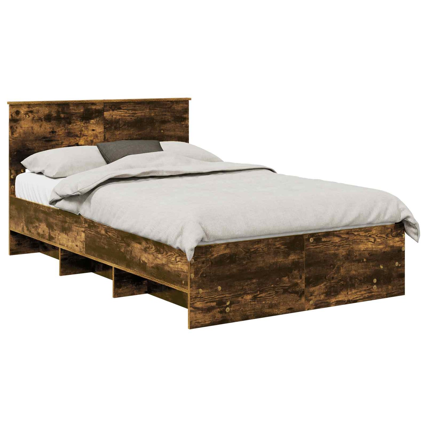 Bed Frame Smoked Oak 120 x 123 cm Engineered Wood