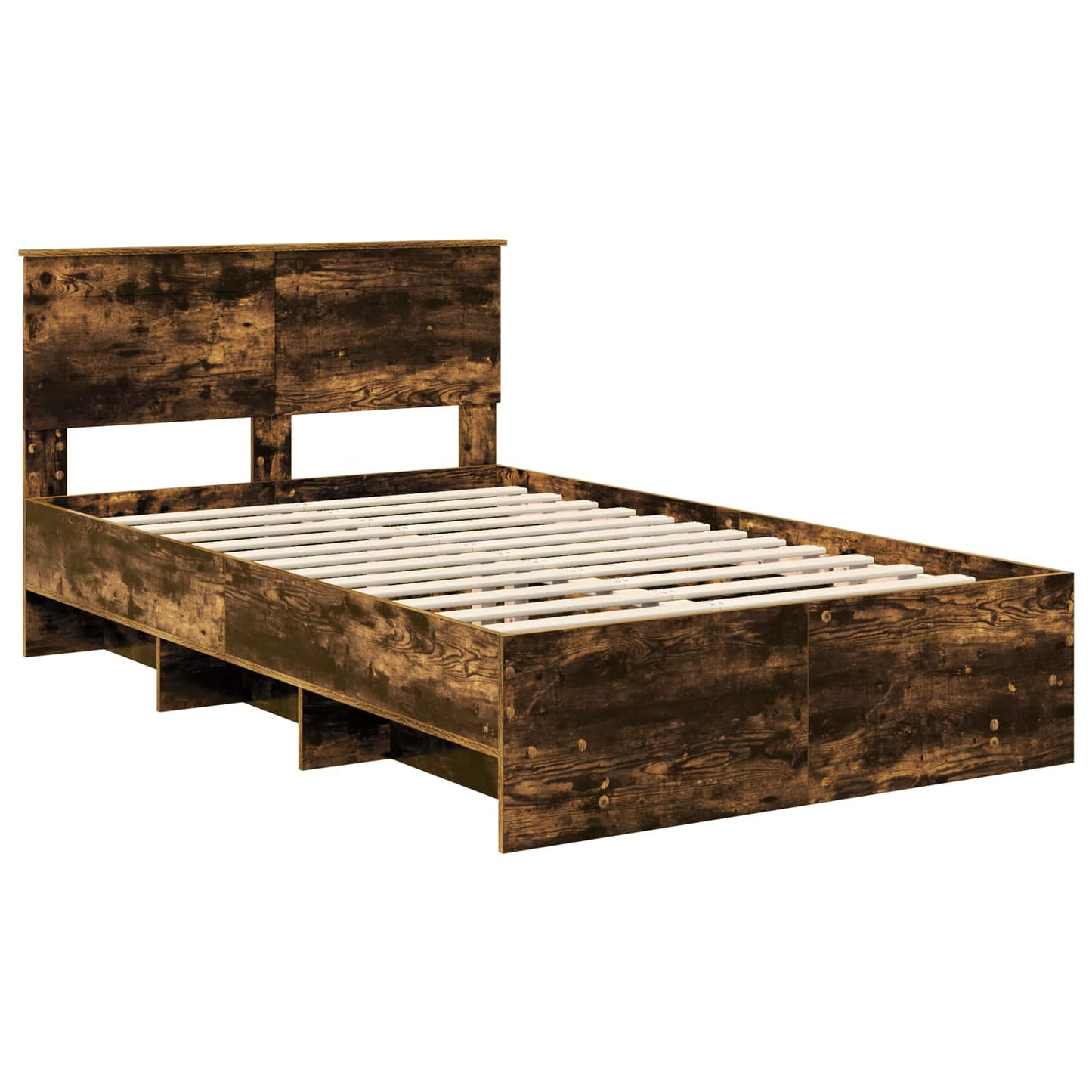Bed Frame Smoked Oak 120 x 123 cm Engineered Wood