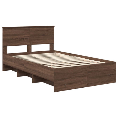 Bed Frame with Headboard Brown Oak 120 x 123 cm Engineered Wood
