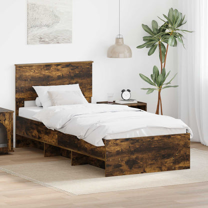 Bed Frame Smoked Oak 120 x 123 cm Engineered Wood