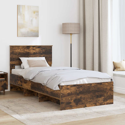 Bed Frame Smoked Oak 120 x 123 cm Engineered Wood