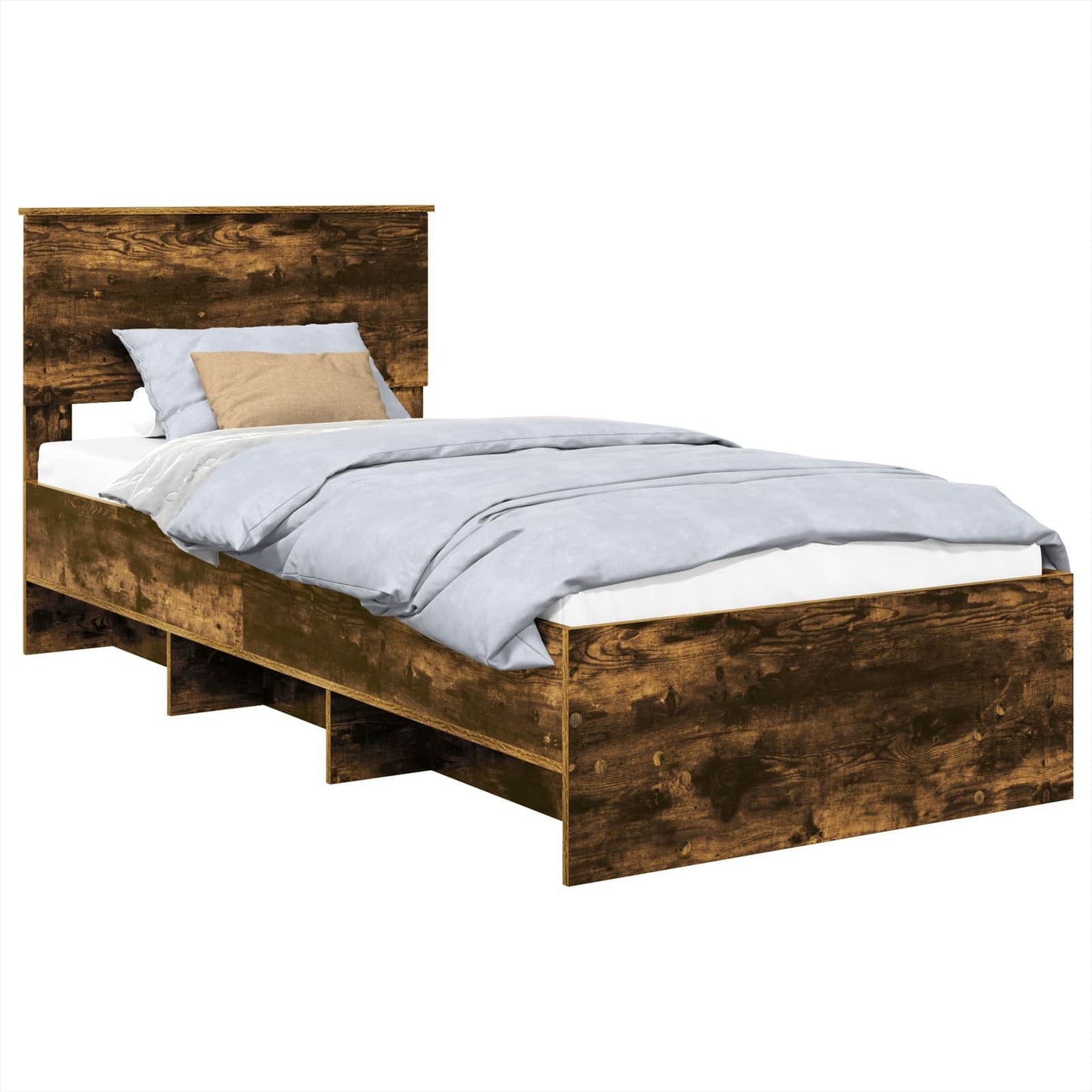 Bed Frame Smoked Oak 120 x 123 cm Engineered Wood