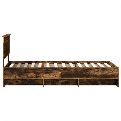 Bed Frame Smoked Oak 120 x 123 cm Engineered Wood