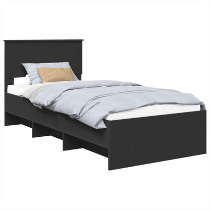 Bed Frame with Headboard Black 90 x 200 cm Engineered Wood
