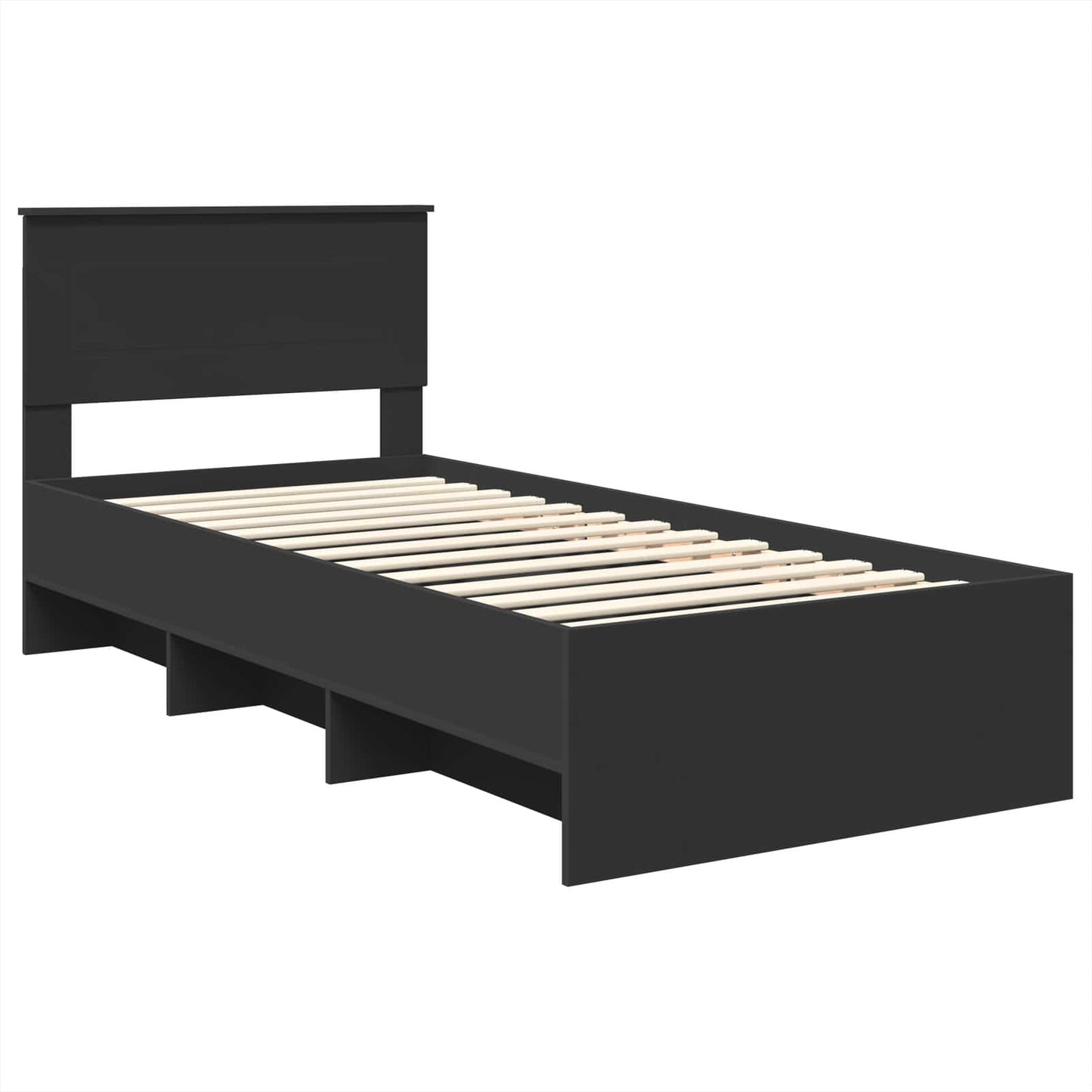 Bed Frame with Headboard Black 90 x 200 cm Engineered Wood