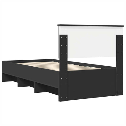 Bed Frame with Headboard Black 90 x 200 cm Engineered Wood
