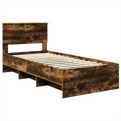 Bed Frame with Headboard Smoked Oak 90 x 200 cm Engineered Wood