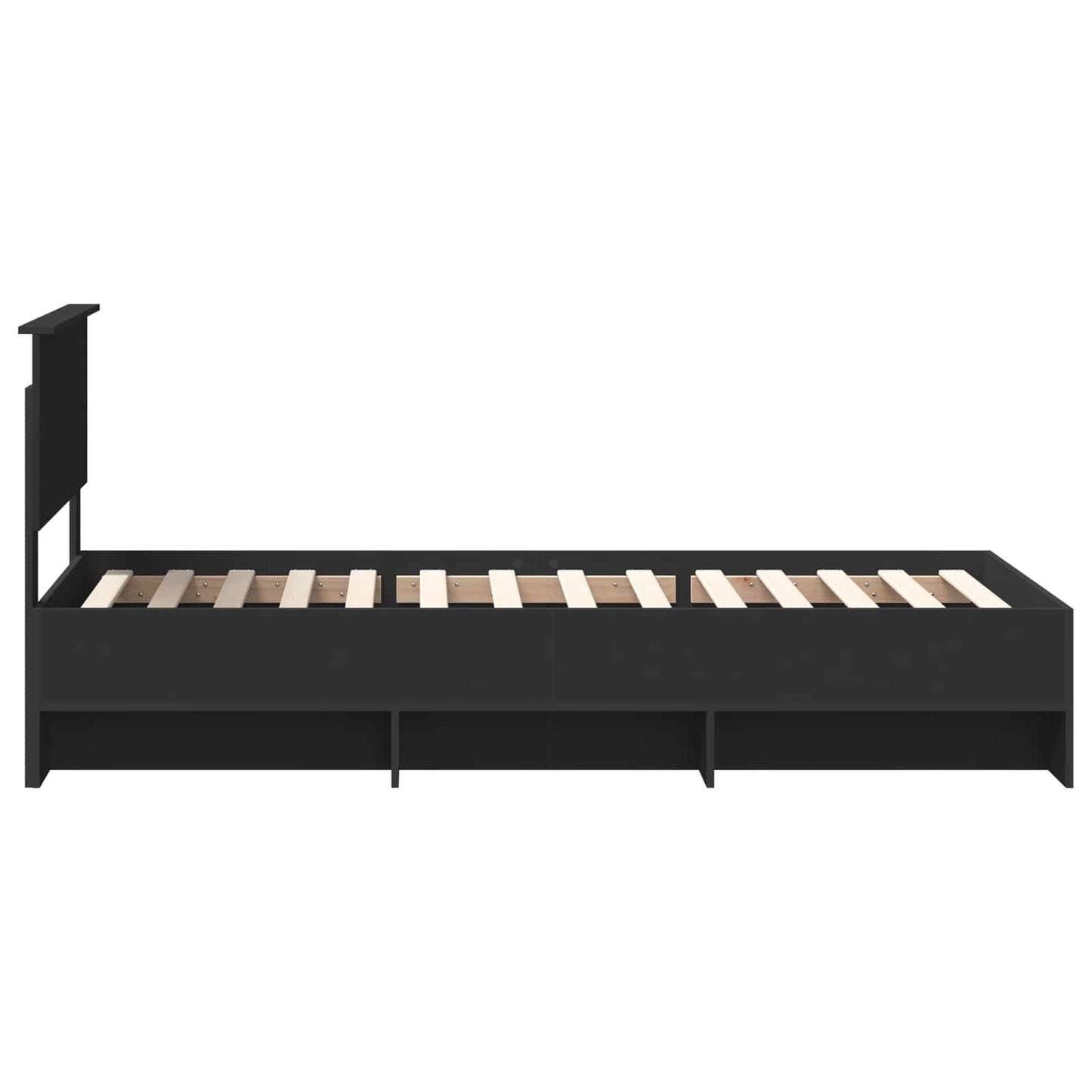 Bed Frame with Headboard Black 90 x 200 cm Engineered Wood