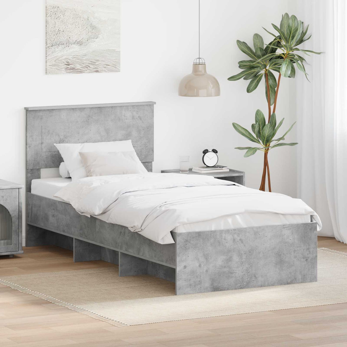 Bed Frame Concrete Grey 90 x 200 cm Engineered Wood