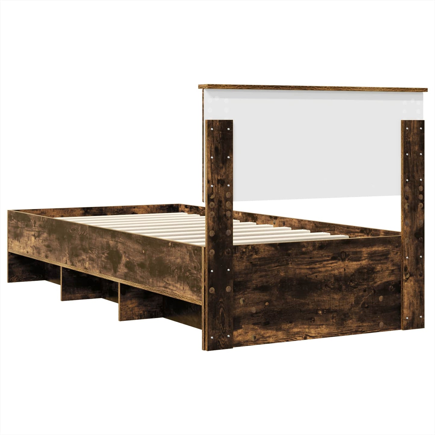Bed Frame with Headboard Smoked Oak 90 x 200 cm Engineered Wood